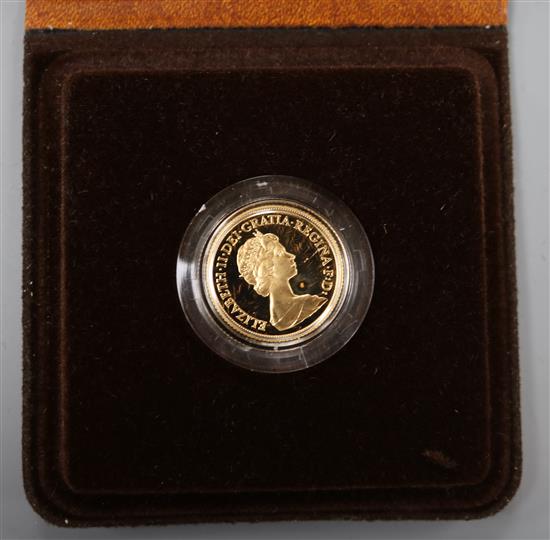 A UK gold proof full sovereign, 1981, cased.